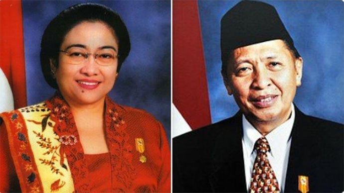 Megawati dan Hamzah Haz semasa menjadi pemimpin RI. 