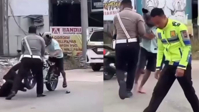 Pemotor tabrak Polisi