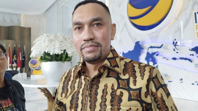 Politikus Partai NasDem Ahmad Sahroni di Kantor DPP Partai NasDem, Jakarta, Kamis (25/7/2024). <b>(Dok.Antara)</b>