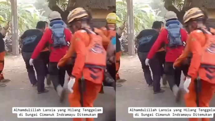 Jenazah lansia tenggelam di Sungai Cimanuk ditemukan