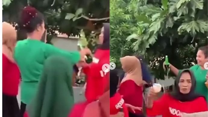 Ibu-ibu di Jeneponto sedang berpesta miras sambil berjoget