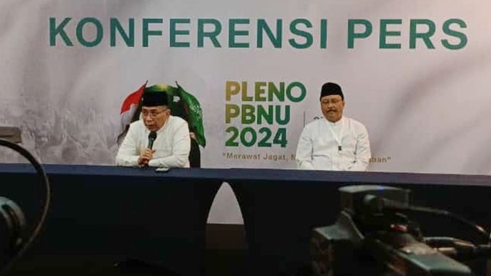 Konferensi pers PBNU usai rapat pleno. 