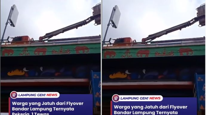 warga tewas saat memperbaiki lampu di Flyover Lampung