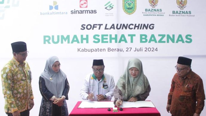 Baznas RI, berkolaborasi dengan Baznas Kaltim dan Baznas Berau, Pemkab Berau, PT Berau Coal, Sinar Mas, dan Bankaltimtara, meluncurkan RSB, di Kabupaten Berau, Kalimantan Timur, Sabtu (27/7/2024). 