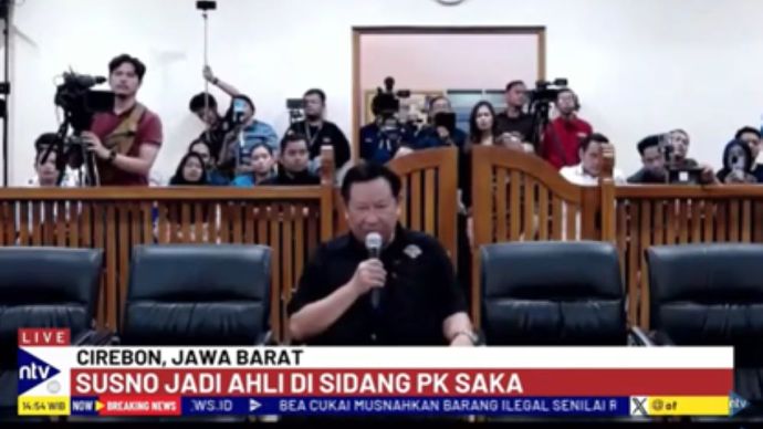 Mantan Kabareskrim Komjen Pol Susno Duadji jadi Saksi Ahli dalam Sidang PK Saka Tatal di PN Kota Cirebon/tangkapan layar NTV