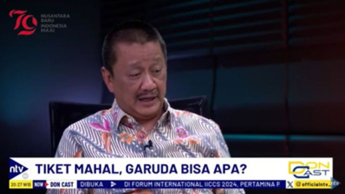 Dirut Garuda Indonesia, Irfan Setiaputra di acara DonCast NusantaraTV/tangkapan layar NTV