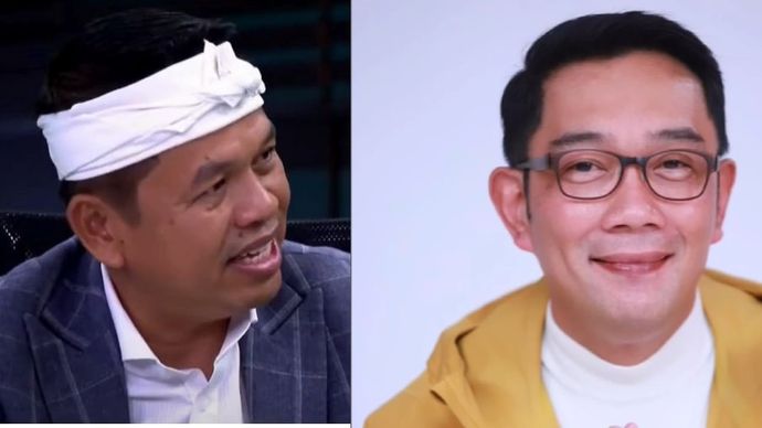 Politisi Gerindra Dedi Mulyadi dan mantan Gubernur Jawa Barat yang juga politisi Golkar, Ridwan Kamil. 