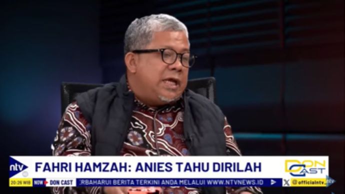 Wakil Ketua Umum Partai Gelora Fahri Hamzah di acara DonCast NusantaraTV/tangkapan layar NTV