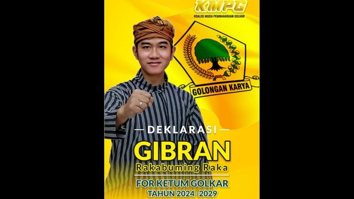 Poster Gibran didukung maju jadi Ketum Golkar. 