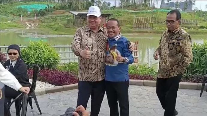 Menko Koordinator Perekonomian Airlangga Hartarto dan Menteri Investasi Bahlil Lahadalia.  <b>(Antara)</b>