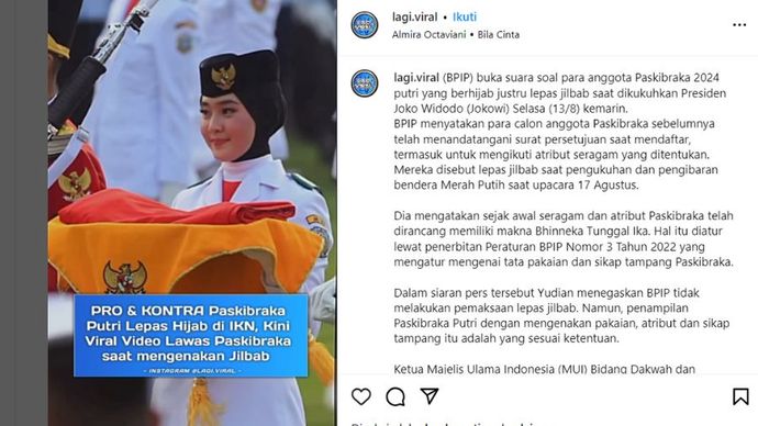 Video Paskibraka 2022 pakai hijab, Ayumi Sasaki <b>(tangkapan layar)</b>