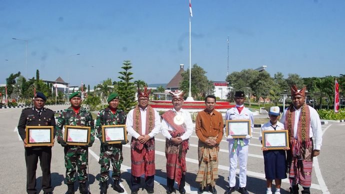 Upacara digelar di PLBN Motamasin, Kabupaten Malaka, NTT. 