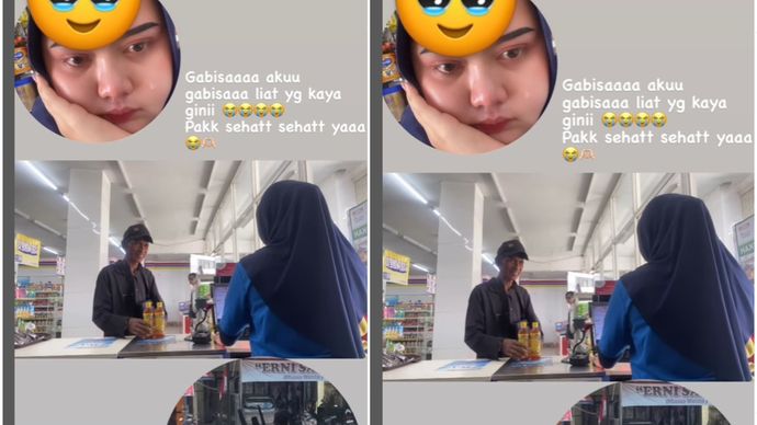 Mbak-mbak Indomaret bantu pria paruh baya