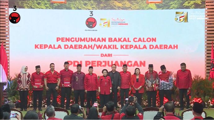 Megawati dan Bakal Calon Kepala Daerah dari PDIP <b>(YouTube)</b>