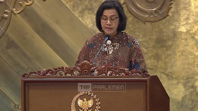 Menteri Keuangan (Menkeu) Sri Mulyani dalam Rapat Paripurna DPR RI