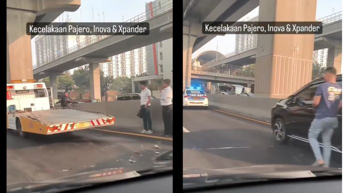 Tabrakan beruntun di tol Cikampek