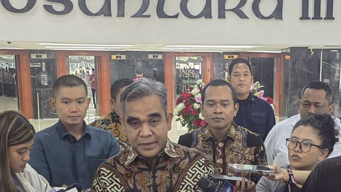 Sekretaris Jenderal (Sekjen) Partai Gerindra Ahmad Muzani di Kompleks Parlemen, Senayan, Jakarta, Kamis (29/8/2024).