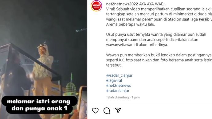 Seorang pria melamar istri orang <b>(tangkapan layar)</b>