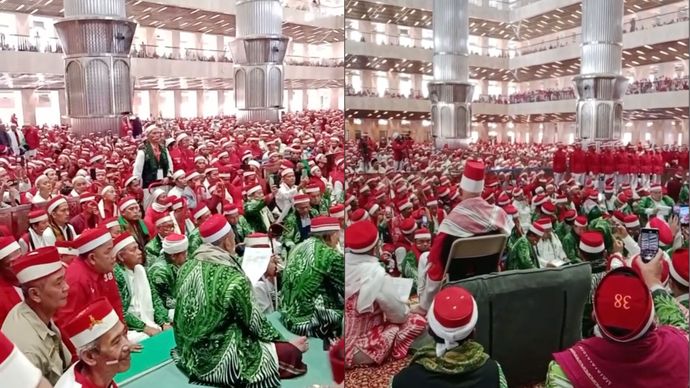 Abah Aos di Masjid Istiqlal <b>(TikTok)</b>