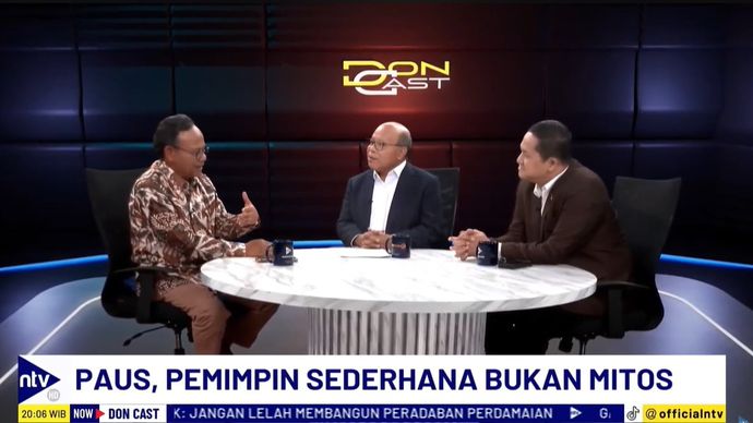 Cendekiawan Muslim Komaruddin Hidayat saat menjadi bintang tamu program DonCast yang dipandu jurnalis senior Nusantara TV, Don Bosco Selamun dan Donny de Keizer, Kamis, 5 September 2024.