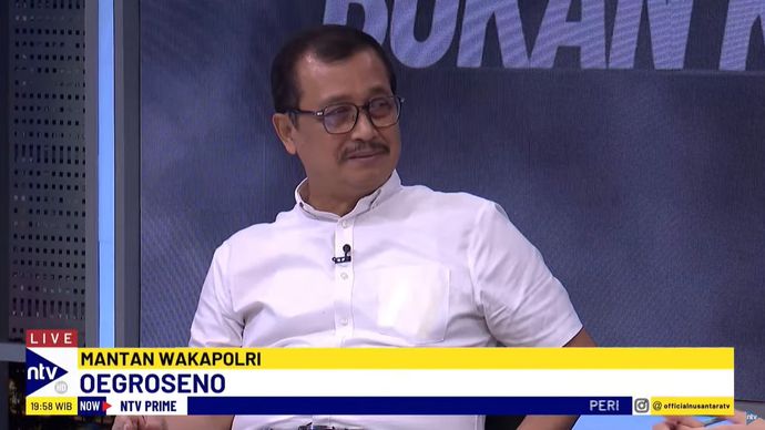 Eks Wakapolri (2013-2014) Oegroseno saat menjadi narasumber dalam program Dialog NTV Prime di Nusantara TV, Senin (9/9/2024).