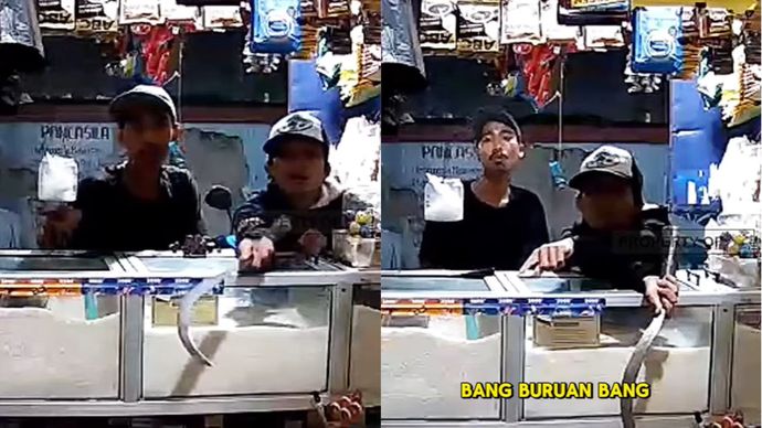 Viral 2 Pemuda Todongkan Sajam di Warung Madura