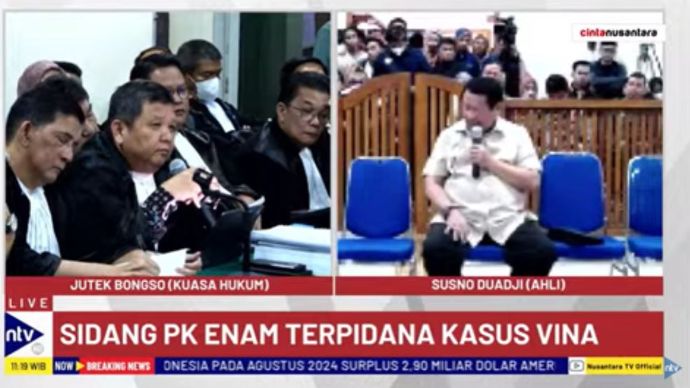 Susno Duadji menjadi saksi ahli dalam sidang PK enam terpidana kasus Vina/tangkapan layar NTV