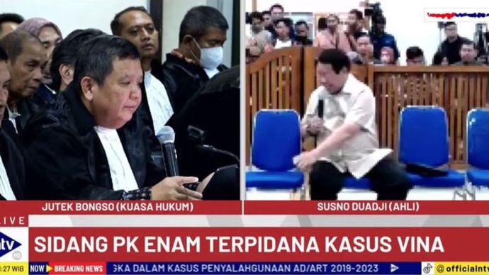 Susno Duadji dihadirkan sebagai saksi ahli dalam lanjutan sidang peninjauan kembali (PK) enam terpidana kasus Vina dan Eky di Pengadilan Negeri (PN) Cirebon, Jawa Barat, Rabu, 18 September 2024.