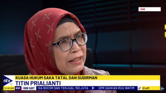 Kuasa hukum Saka Tatal mantan terpidana kasus Vina, Titin Aprilianti di acara DonCast NusantaraTV/tangkapan layar NTV