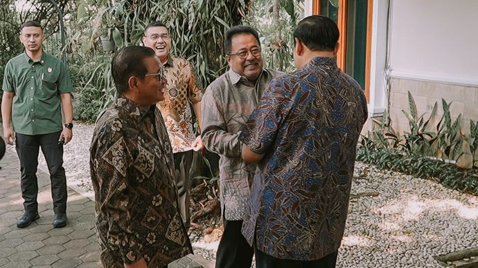 Pramono Anung dan Rano Karno  silaturahmi ke Presiden ke-6 RI Susilo Bambang Yudhoyono (SBY) di Cikeas, Jawa Barat, Sabtu (21/9/2024). <b>(Dok.Istimewa)</b>