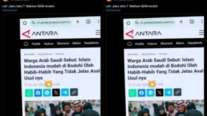 Beredar Narasi Warga Saudi Sebut Islam Indonesia Dibodohi