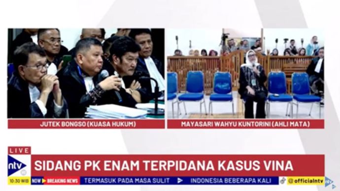 Ahli Mata Mayasari Wahyu Kuntorini menjadi saksi dalam sidang PK enam terpidana kasus Vina/tangkapan layar NTV