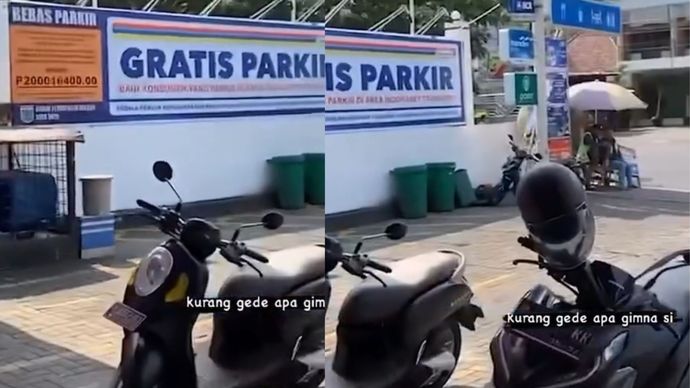 Tulisan Gratis Parkir di Indomaret