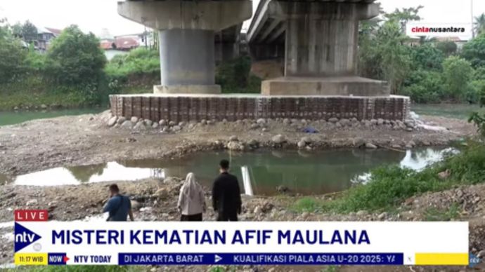 Lokasi tewasnya Afif Maulana di bawah jembatan Kuranji, Padang/tangkapan layar NTV