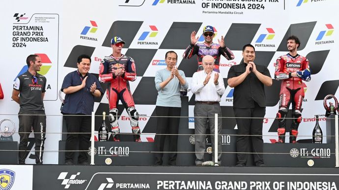 Presiden RI Joko Widodo (Jokowi) menyampaikan apresiasi terhadap perkembangan penyelenggaraan MotoGP di Indonesia dalam tiga tahun terakhir. (Foto: BPMI Setpres)