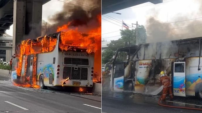 Bus sekolah terbakar di Thailand, 25 orang dikhawatirkan tewas