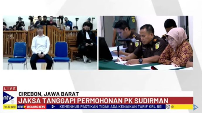 Jaksa penuntut umum Sugeng Riyanta saat membacakan tenggapan terhadap permohonan PK Sudirman/tangkapan layar NTV