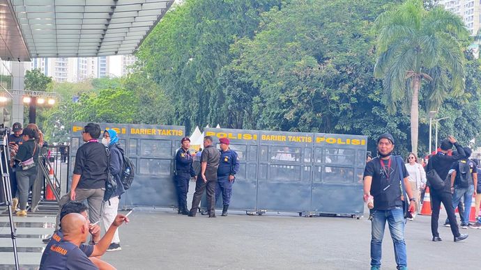 Sekitar lokasi debat Pilkada Jakarta 2024 di JIExpo, Kemayoran, Jakarta Pusat. 