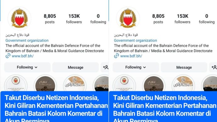 Akun Instagram Kementerian Pertahanan Bahrain