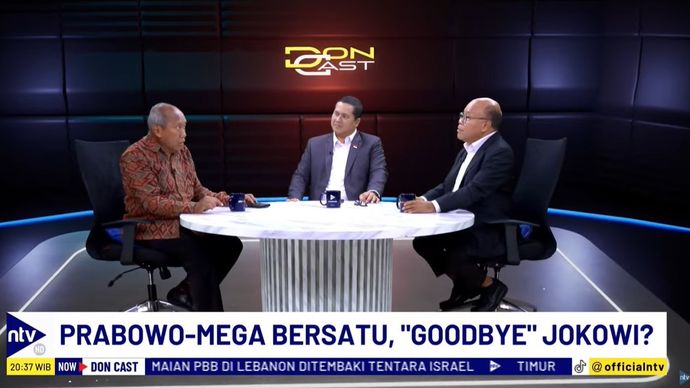 Pengamat politik Ikrar Nusa Bhakti saat menjadi bintang tamu program DonCast yang dipandu jurnalis senior Nusantara TV, Don Bosco Selamun dan Donny de Keizer, Kamis, 10 Oktober 2024. 