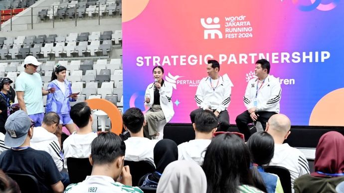 Ratih Wijaya , Corporate Communication PertaLife Insurance saat konferensi pers pembukaan JRF 2024 di Istora Senayan, Jakarta pada Kamis (10/10/2024)/Foto: Istimewa 