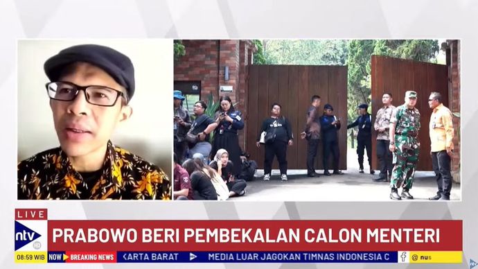 Pengamat Politik dari Universitas Al-Azhar Indonesia Ujang Komarudin saat menjadi narasumber dalam program dialog Breaking News di Nusantara TV, Rabu (16/10/2024). 