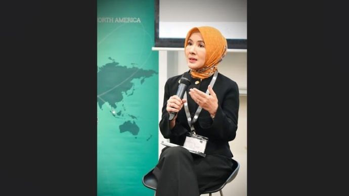 Nicke Widyawati, Direktur Utama Pertamina pada Southeast Asia-Latin American Dialouges (SALA Dialogues) yang dilaksanakan pada Rabu (16/10/2024) di INSEAD Hoffmann Institute, Singapura. (Foto: Istimewa/Humas Pertamina)  