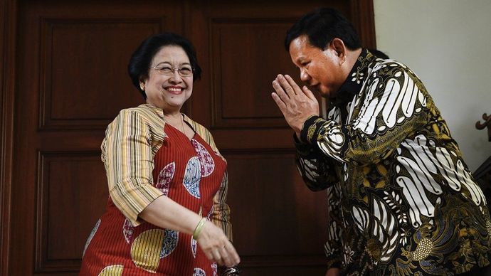 Ketua Umum PDIP Megawati Soekarnoputri bersama Ketua Umum Gerindra Prabowo Subianto. (Antara) 