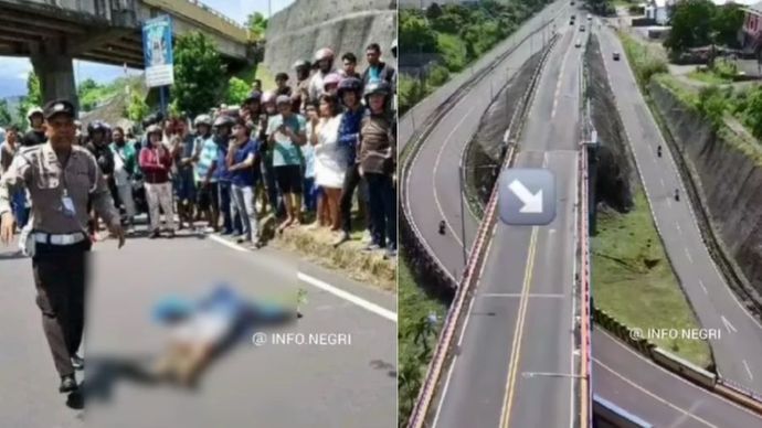 Seorang pria diduga melakukan bunuh diri dengan cara melompat dari Jembatan Interchange Manado.