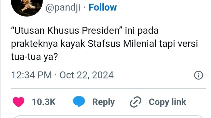 Cuitan Pandji di akun X