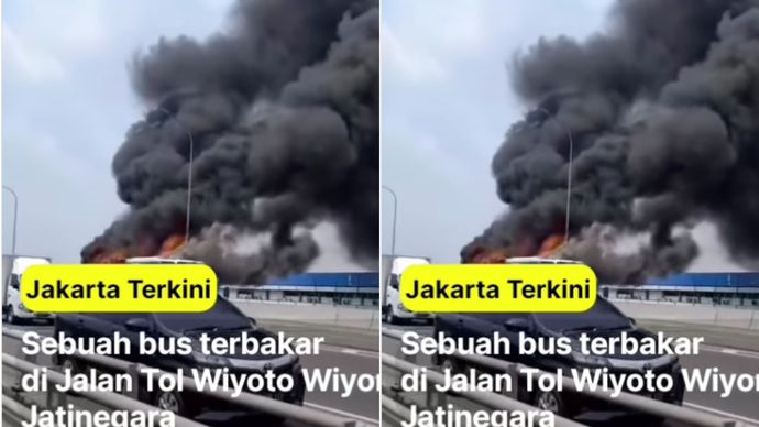 Bus terbakar di Jalan Tol WIyoto