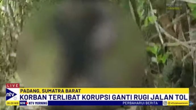 B tersangka kasus dugaan korupsi ganti rugi lahan jalan tol Padang-Pekanbaru ditemukan tewas tergantung di pohon/tangkapan layar NTV