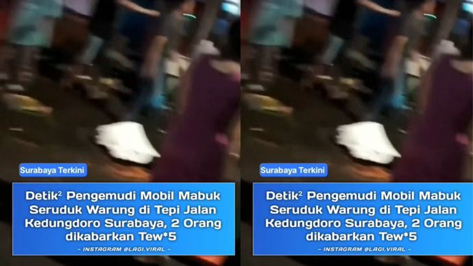 Innova tabrak pengunjung warung pinggir jalan.