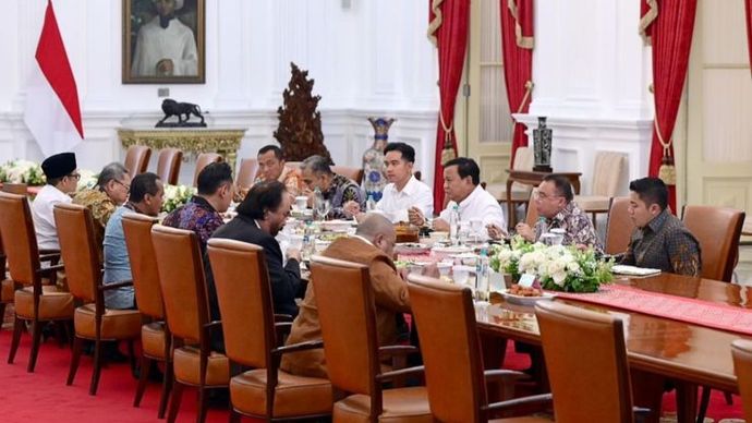 Presiden Prabowo Subianto bertemu dengan para ketum parpol di Istana Kepresidenan, Jakarta hari ini. 